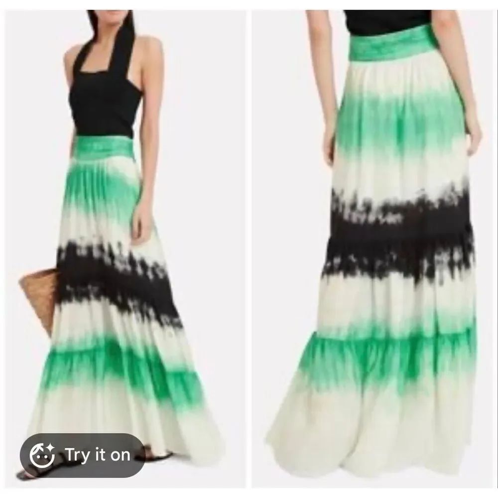 A.L.C. Hopkins Maxi Skirt in Green and Black size 8 NWT
